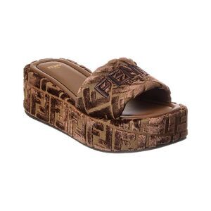 Fendi Sunshine Velvet Platform Sandal, Brown